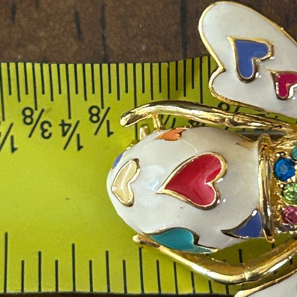 Joan Rivers Bee Brooch Lots of Love Enamel Hearts Multi-Color Rhinestone Insect - Picture 11 of 12